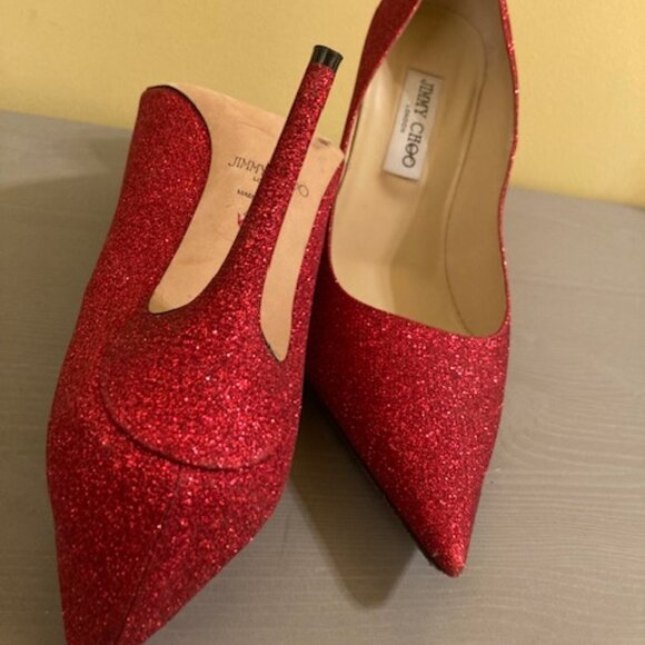 Jimmy Choo ruby red sparkle pumps, size 41.5 - Picture 3 of 4